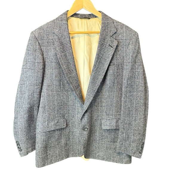 Cricketeer for Dayton Hudson Men Gray Blue Glen Plaid Blazer Sport Coat 44R